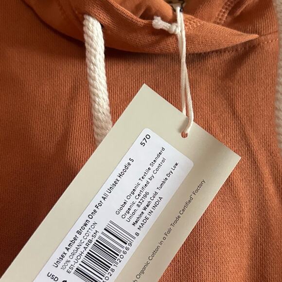 Pact Lounge Pullover Hoodie Sweatshirt Unisex One For All Amber Brown NWT Size S - Picture 2 of 4
